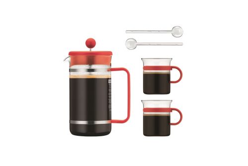 Набор: кофейник френч-пресс BODUM Brazil 1 л + 2 чашки 0.3 л + 2 ложки 14 см K1508-140-Y16 - фото 1