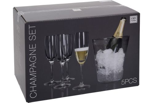 Набір келихів для шампанського EXCELLENT HOUSEWARE 4 шт. з відром для льоду (VER000569) - фото 1