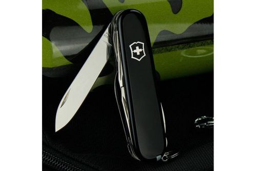Многофункциональный нож VICTORINOX HUNTSMAN, 91 мм, 15 предметов, черный, блистер (Vx13713.3B1) - фото 3