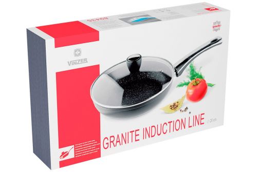 Сковорода с крышкой VINZER Granite Induction Line 26 см (89435) - фото 5