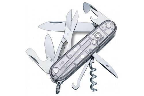 Многофункциональный нож VICTORINOX CLIMBER, 91 мм, 14 предметов, серебристый прозрачный, блистер (Vx13703.T7B1) - фото 1