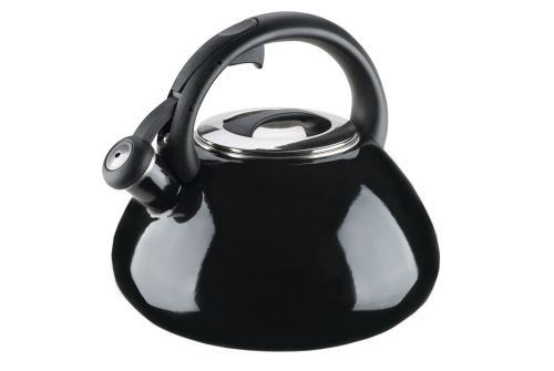 Эмалированный чайник со свистком GRANCHIO Colorito Nero черный 2.8 л 88625 - фото 1