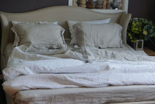 Постельный набор DEVOHOME White-Gray Washed Linen, двуспальный (14710) - фото 1