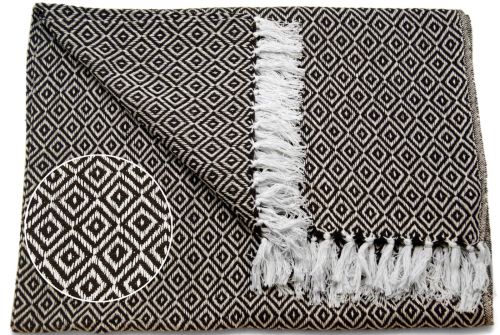 Одеяло ARTE REGAL 180х220 см, белый с кофейным, рисунок ромб (43367) - фото 1