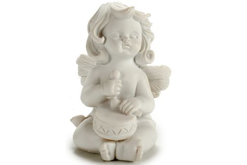 Статуэтка Ангел с барабаном ARTE REGAL, белый, 5х7х9 см, 85 г (20027-4) - фото 1