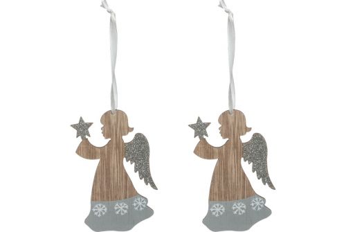 Декор FEERIC LIGHTS AND CHRISTMAS Деревянные ангелочки 2 шт. (153634) - фото 2
