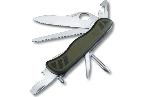 Нож VICTORINOX SWISS SOLDIER'S KNIFE, 111 мм, 10 предметов, зелено-черный матовый блистер (Vx08461.MWCHB1) - фото 1