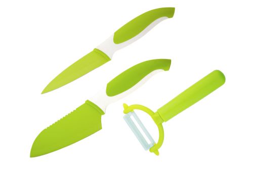Набор ножей и овощечистка GRANCHIO зеленый 3 шт. 88683 - фото 1