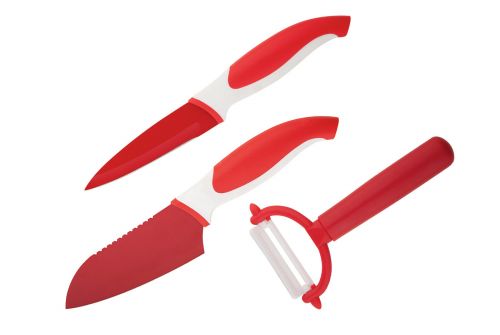 Набір ножів і овочечистка GRANCHIO червоний 3 шт. 88682 - фото 1