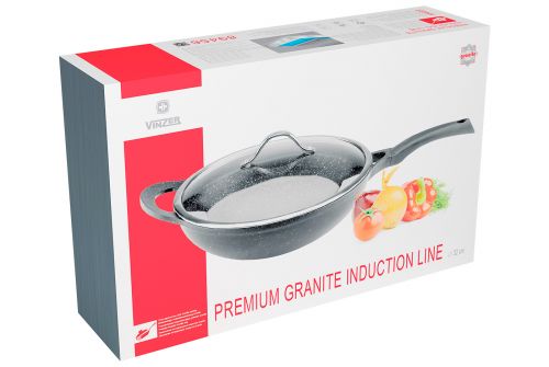 Сковорода ВОК с крышкой VINZER Premium Granite Induction Line 32 см (89456) - фото 4