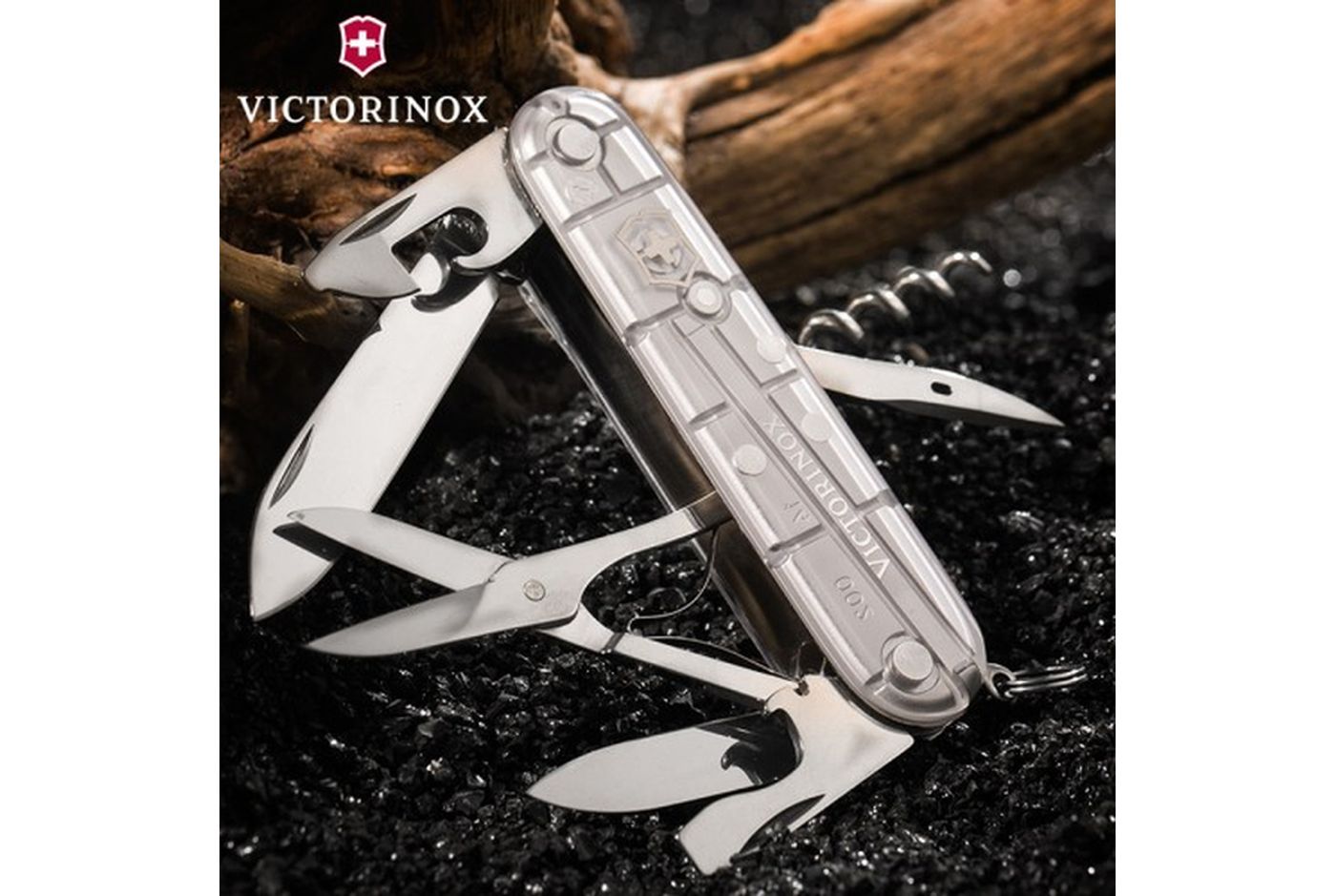 Многофункциональный нож VICTORINOX CLIMBER, 91 мм, 14 предметов, серебристый прозрачный, блистер (Vx13703.T7B1) thumb 3