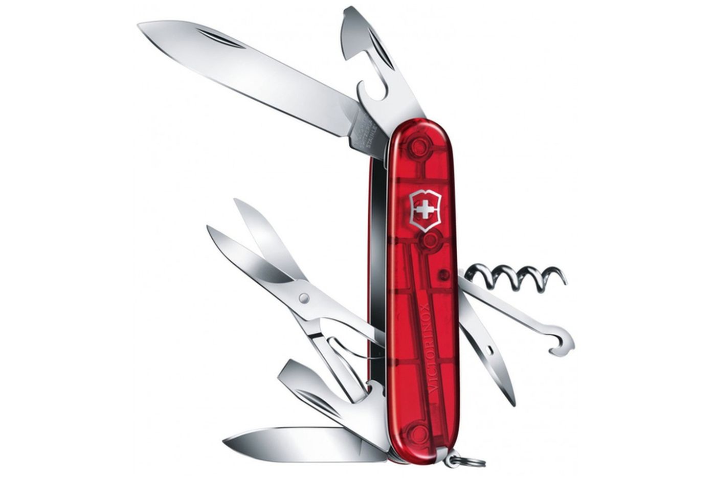 Многофункциональный нож VICTORINOX CLIMBER, 91 мм, 14 предметов, красный, прозр блистер (Vx13703.TB1) thumb 2