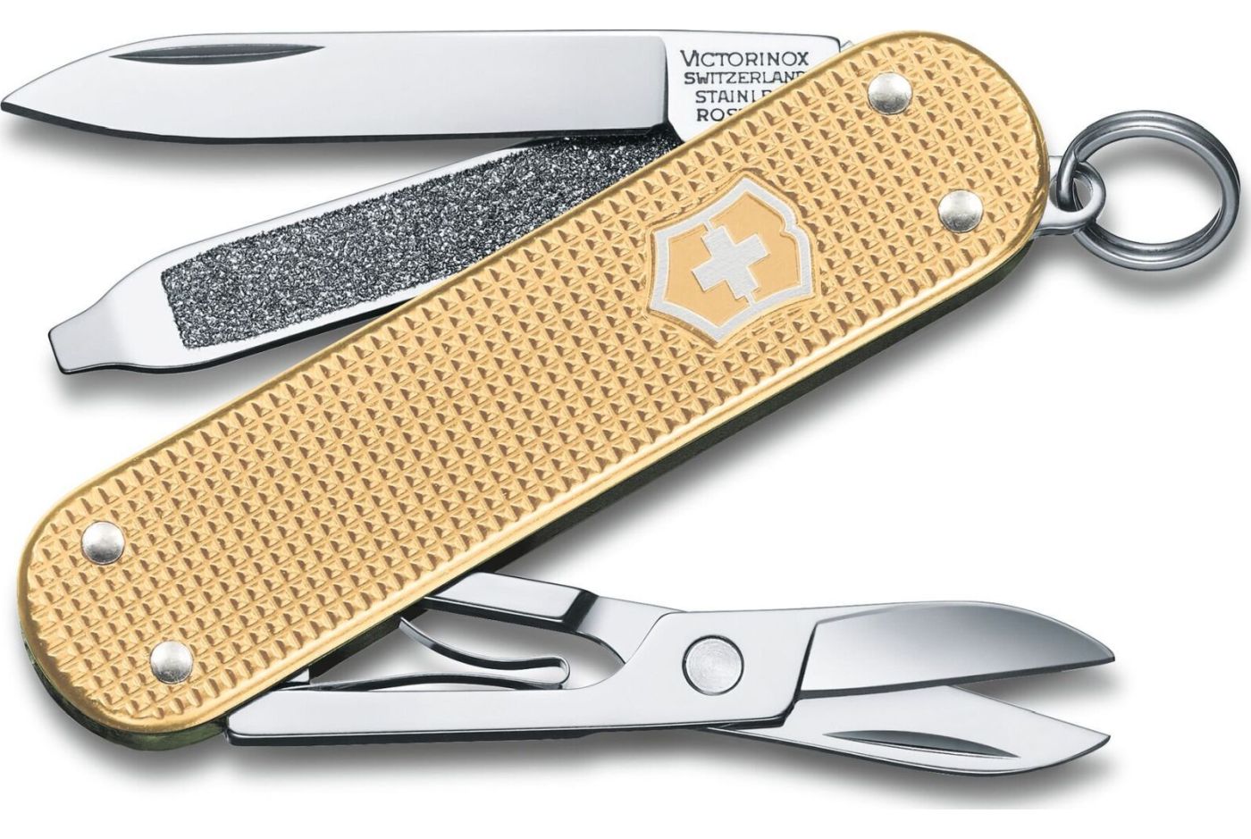 Многофункциональный нож VICTORINOX CLASSIC SD, 58 мм, 5 предметов, рифленый золотистый (Lim.Ed. 2019) (Vx06221.L19) thumb 1