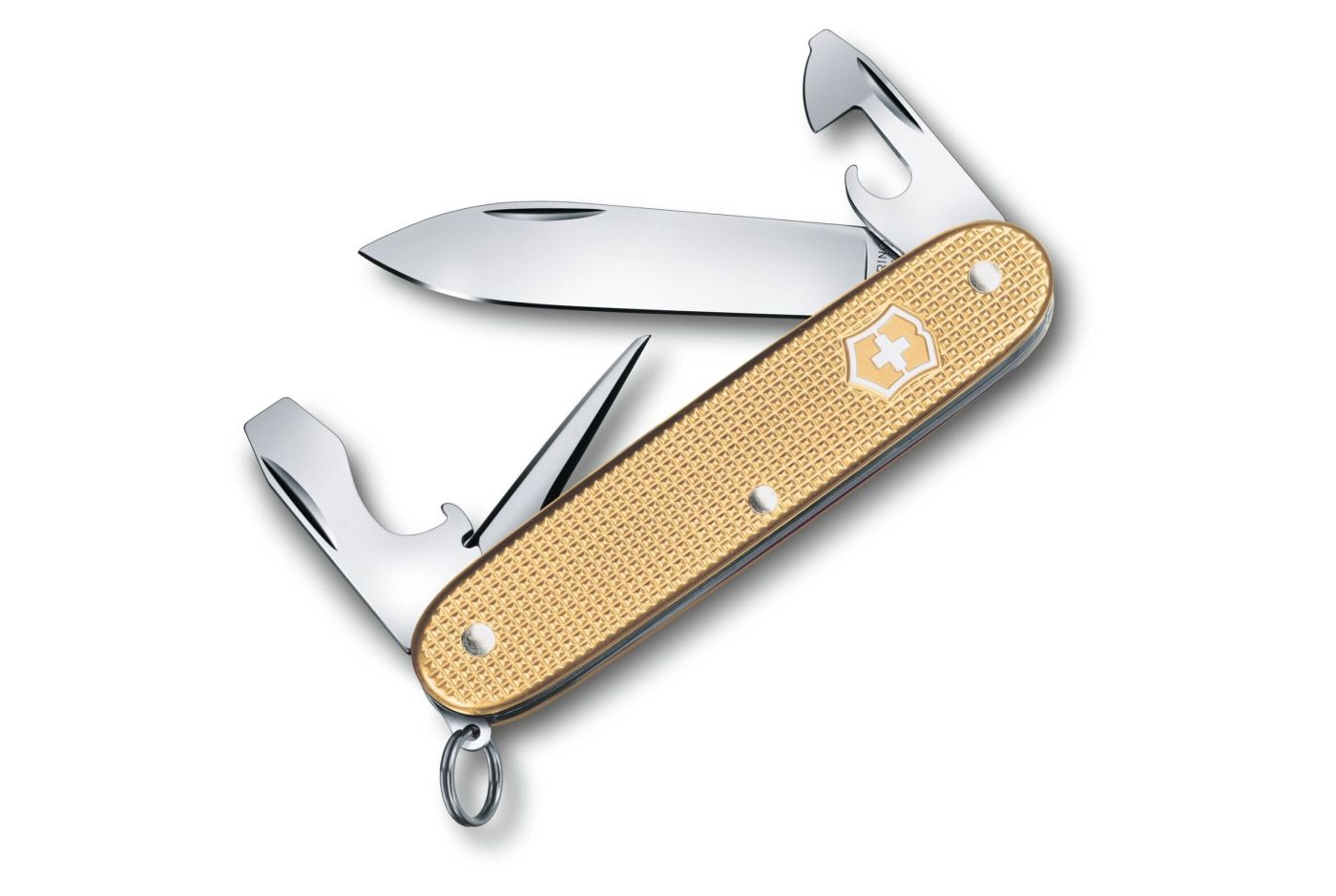 Многофункциональный нож VICTORINOX PIONEER, 93 мм, 8 предметов, рифленый золотистый (Lim.Ed. 2019) (Vx08201.L19) thumb 1